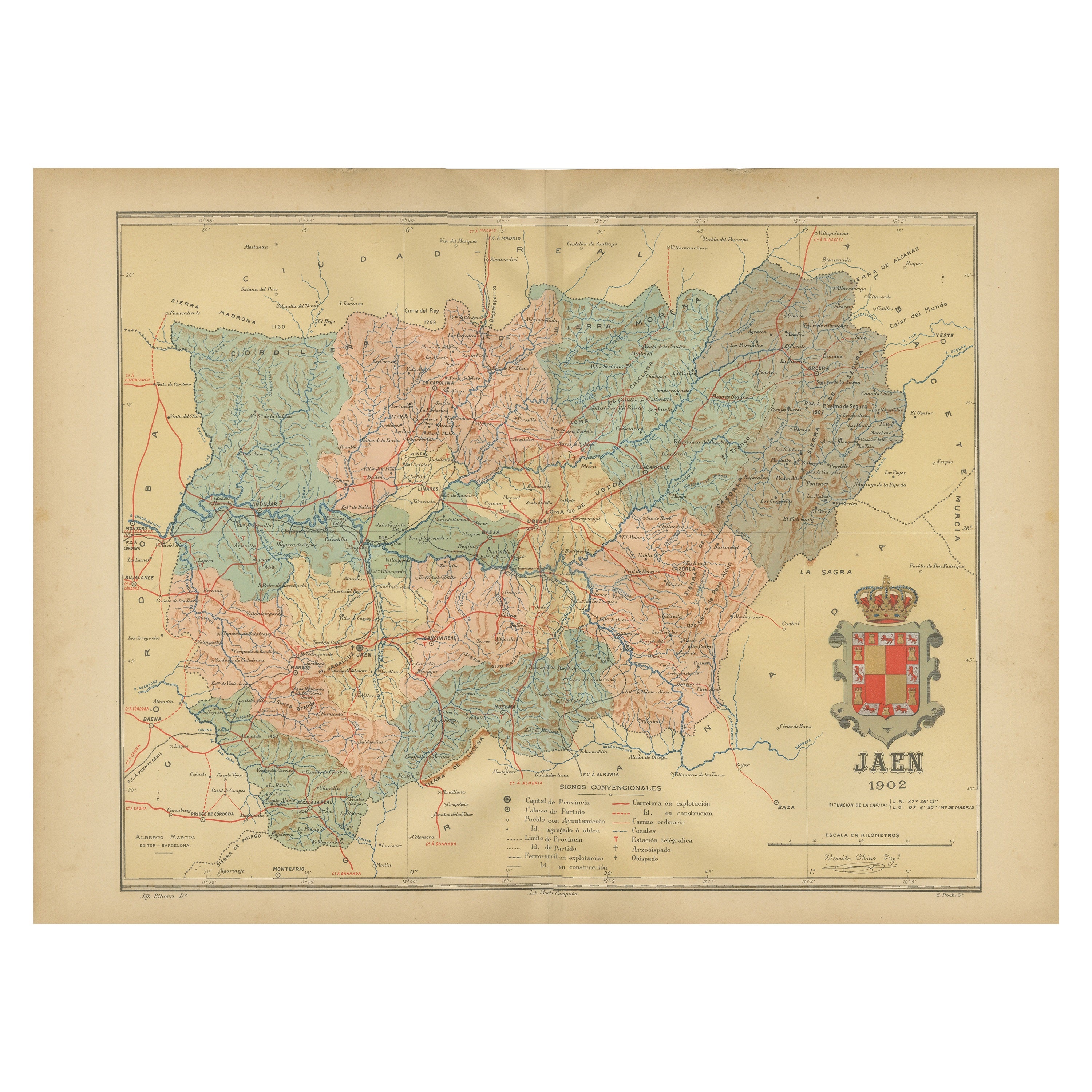 Jaén 1902: A Cartographic Depiction of Andalusia's Olive Heartland For Sale