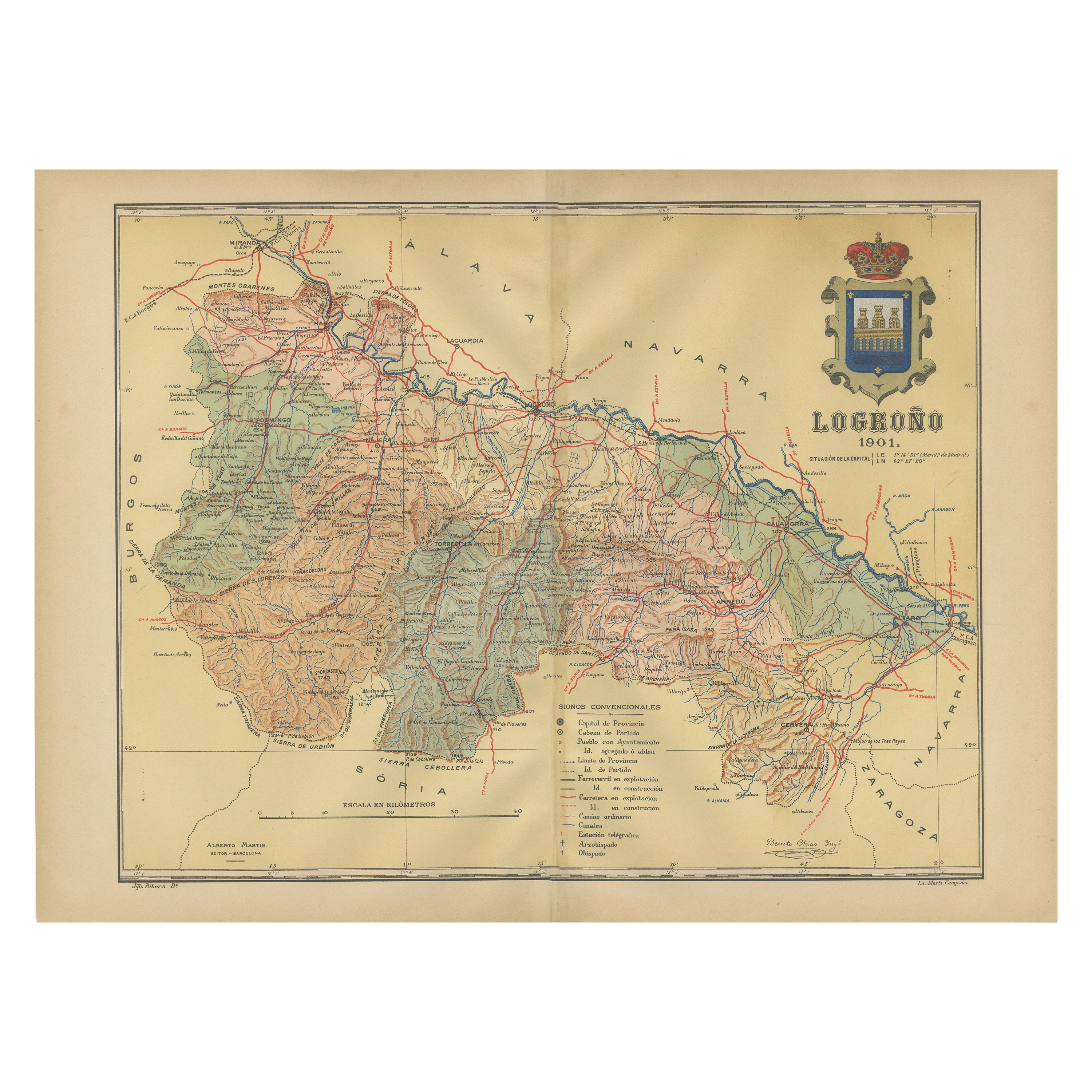 La Rioja 1901: A Cartographic Journey Through Spain's Renowned Wine Country For Sale