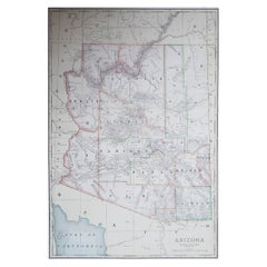 Large Original Used Map of Arizona, Usa, C.1900
