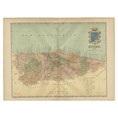 Antique The Lay of the Land: A 1901 Topographic Map of Oviedo, Asturias