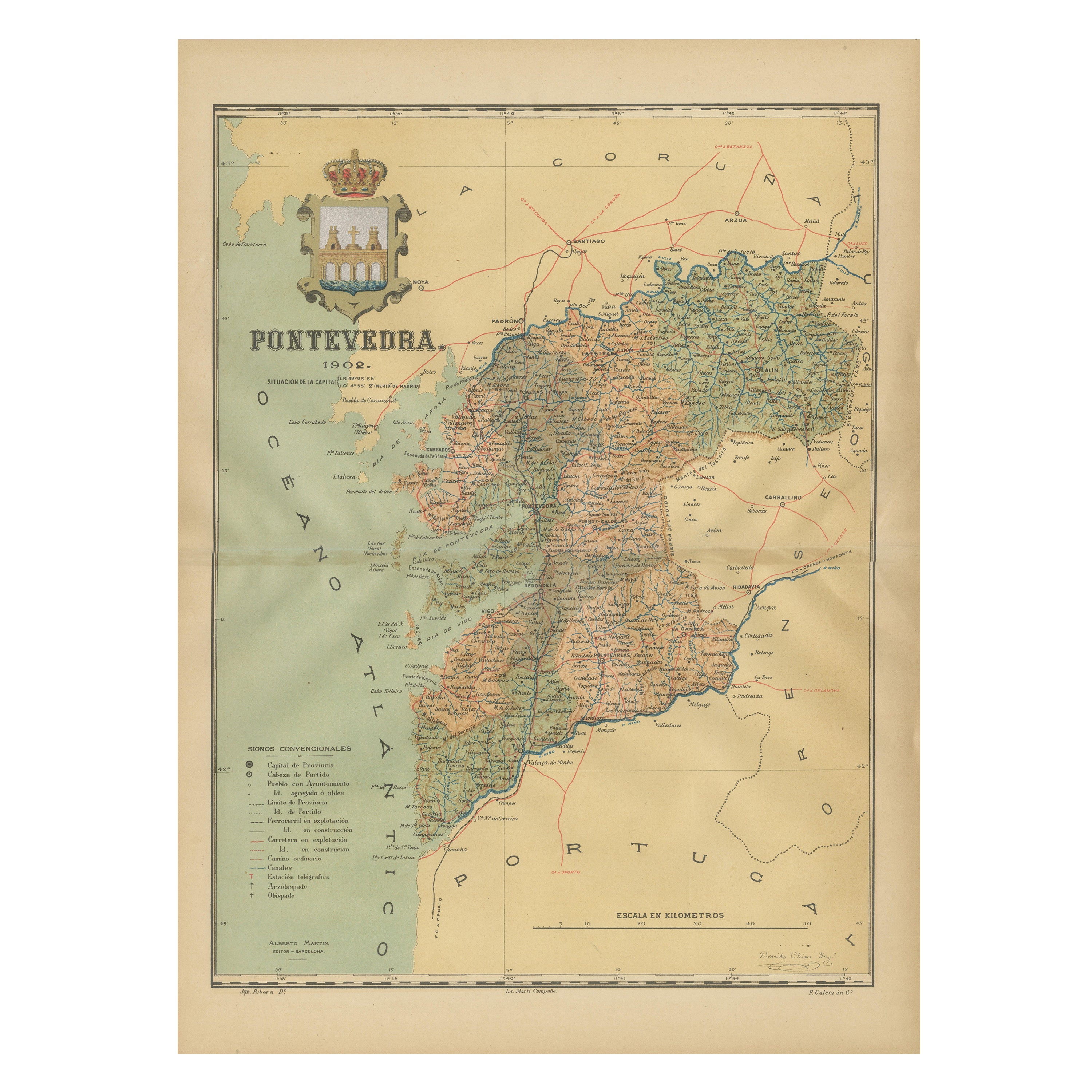 Cartographic Survey of Pontevedra, 1902: Crossroads of Galicia"