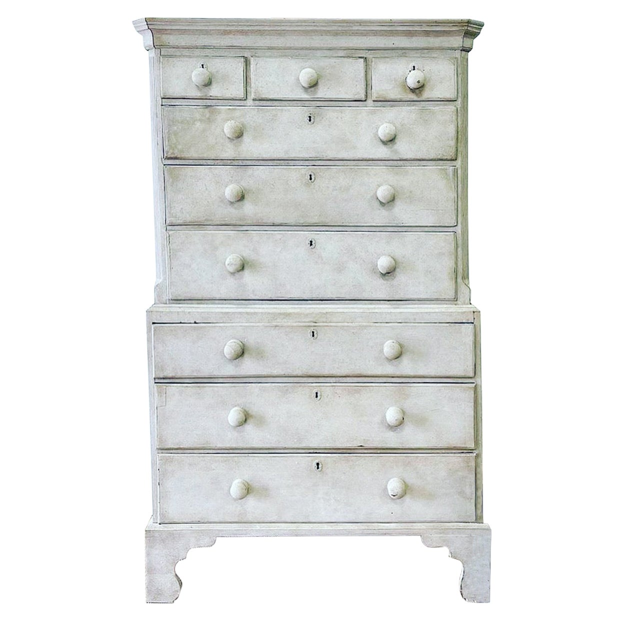 A Stately Antique English Painted Highboy c1790 For Sale