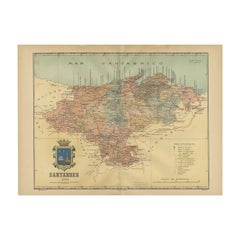Antique Maritime and Terrestrial Survey of Spanish Santander in 1901, An Original Map