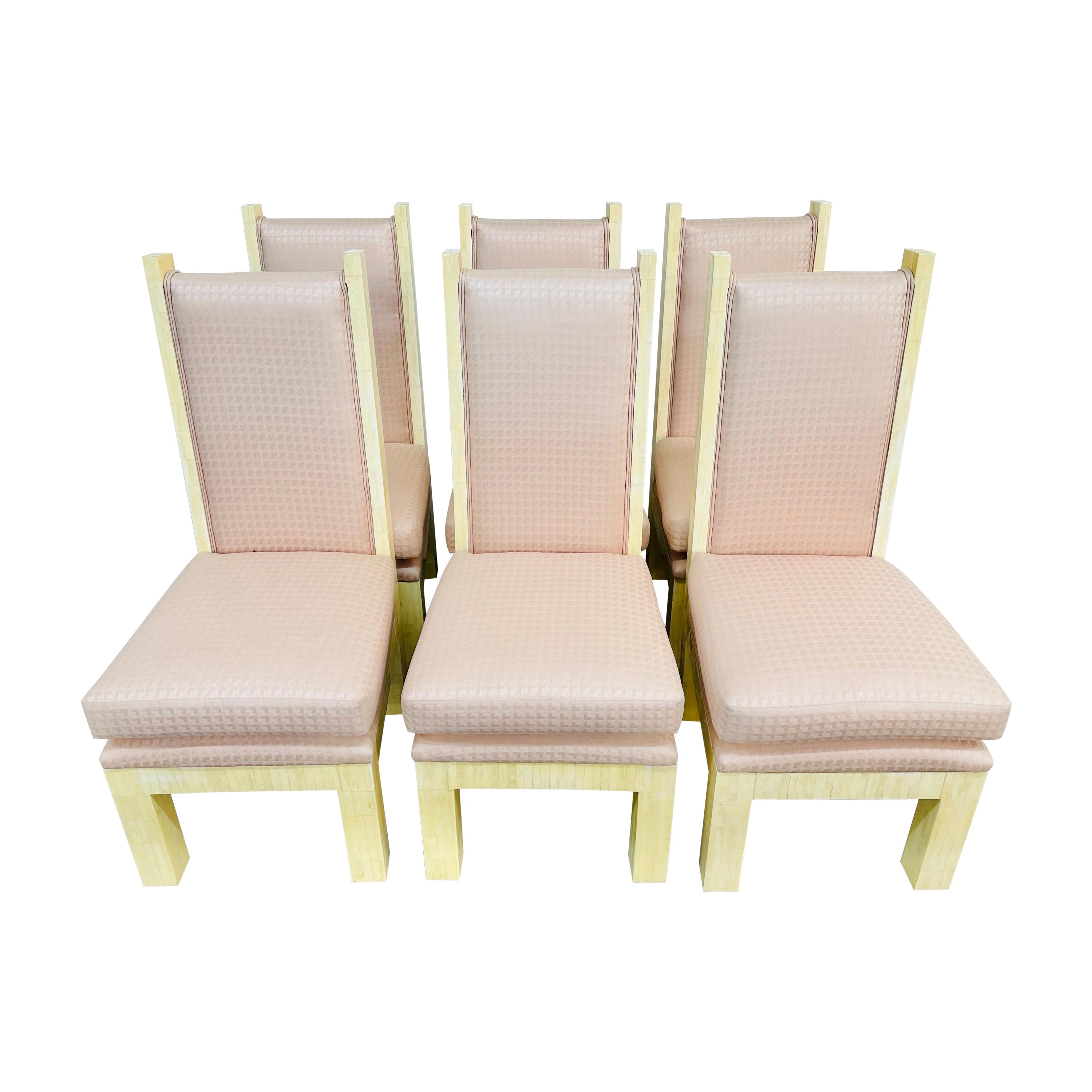 Vintage Modern Enrique Garcel Tessellated Dining Chairs - Set of 6 For Sale