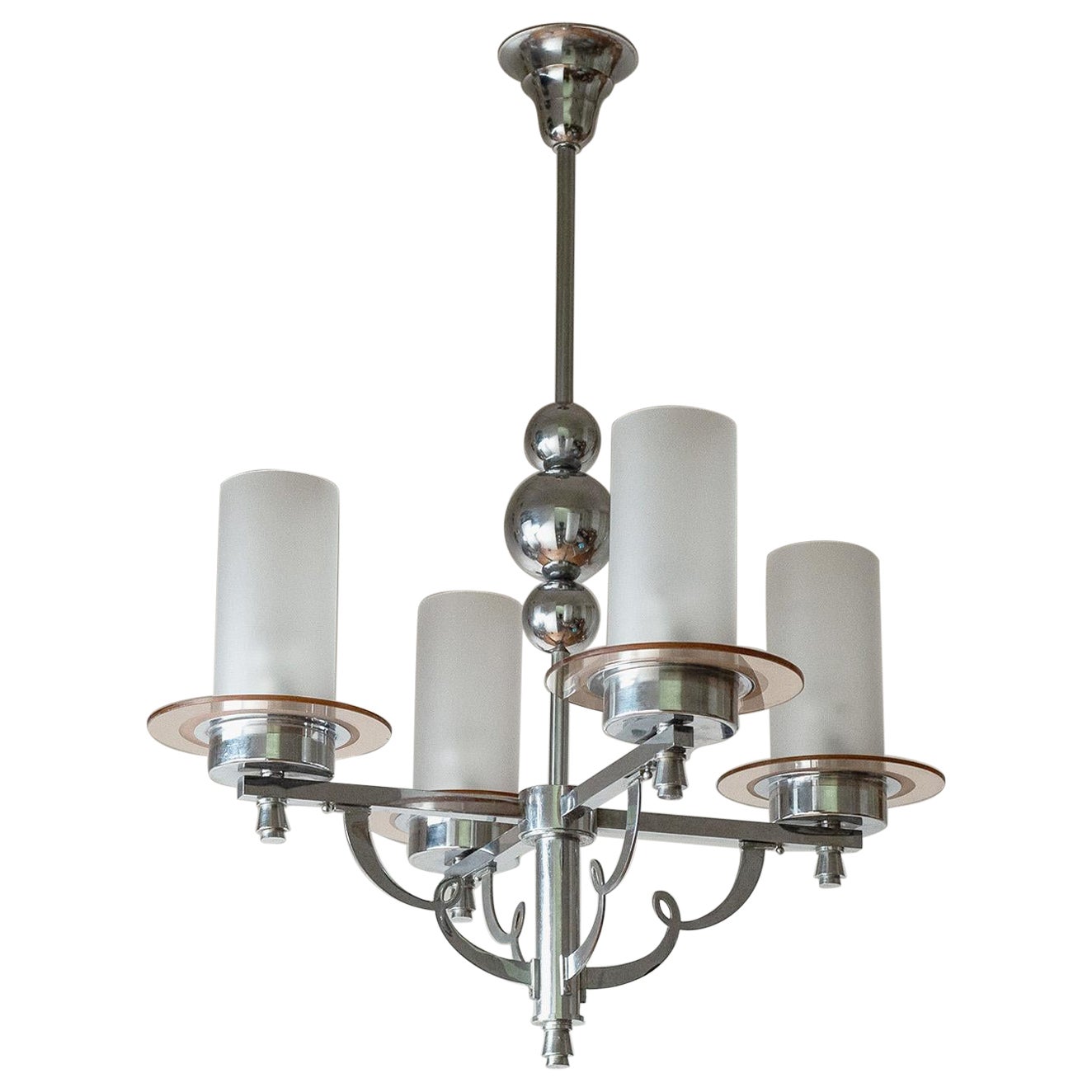 French Art Deco Chandelier, circa 1940 For Sale