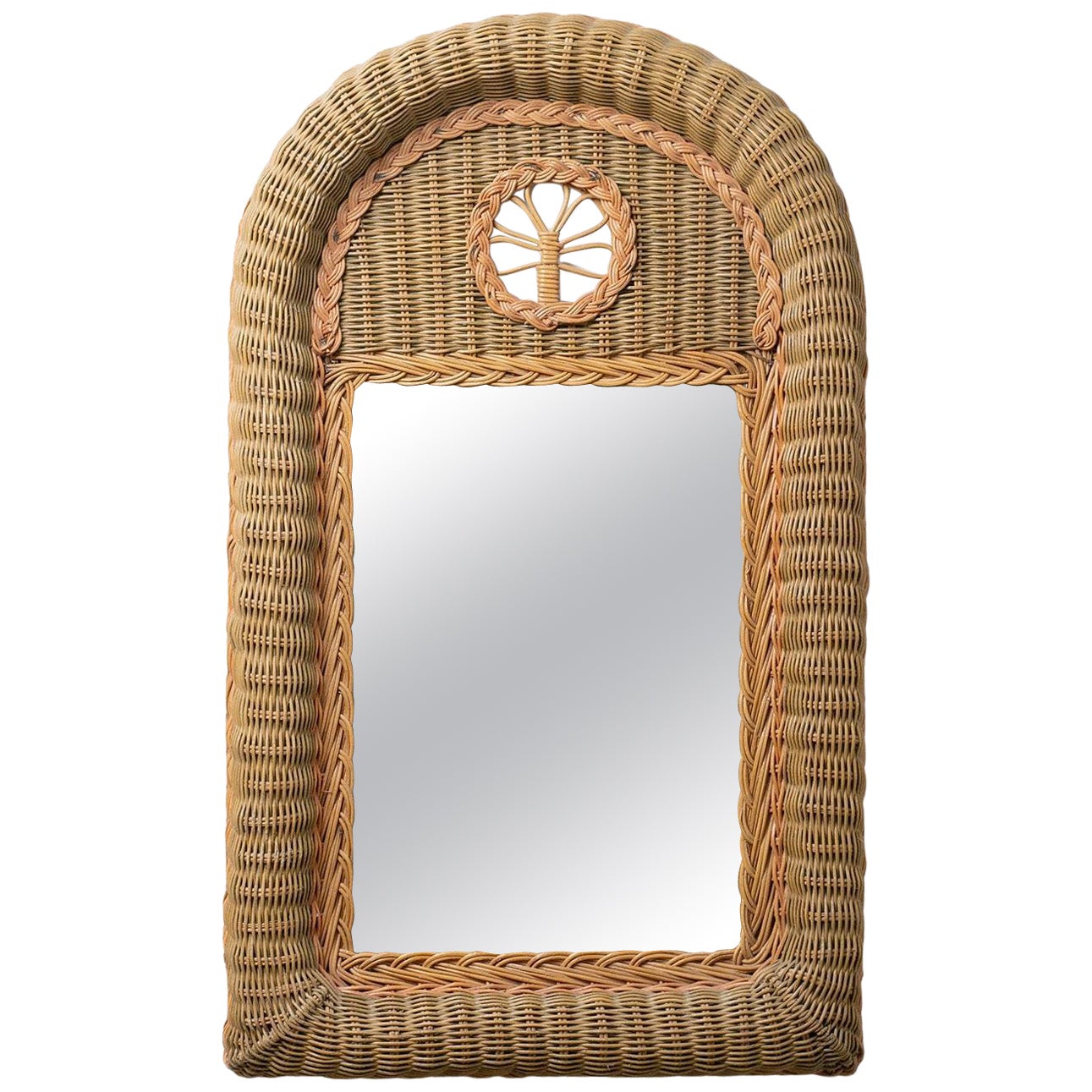 French Rattan Mirror, 1970s For Sale