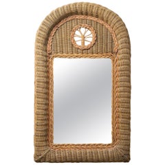 French Rattan Mirror, 1970s