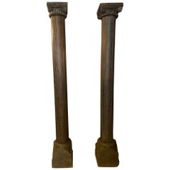 Geschnitzte Säulen aus Teakholz aus dem späten 19. Jahrhundert