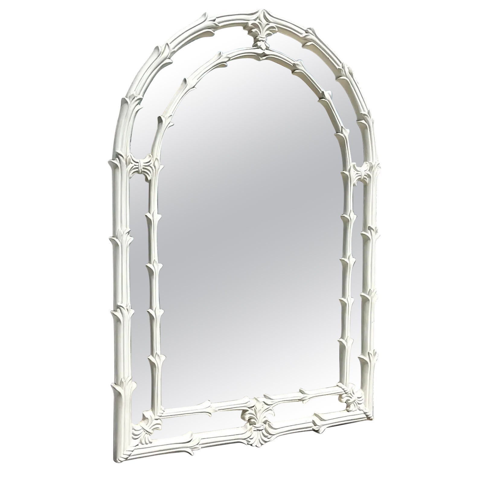 Vintage Regency White Lacquered Arch Mirror After Serge Roche