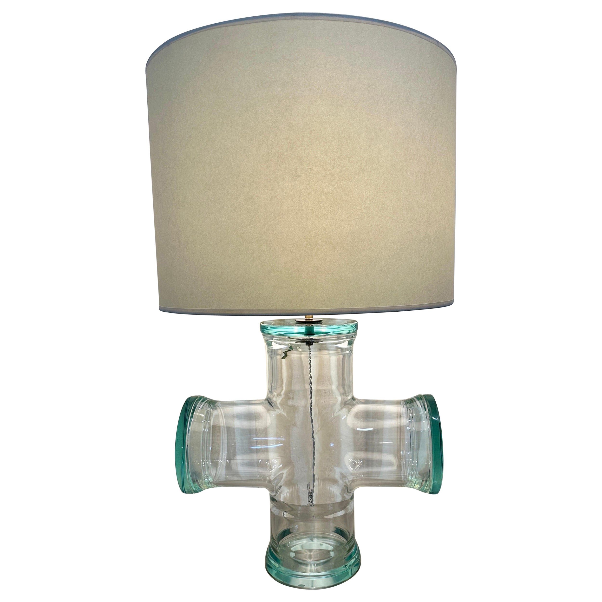 Oversized Vintage Pyrex Glass Junction Table Lamp For Sale