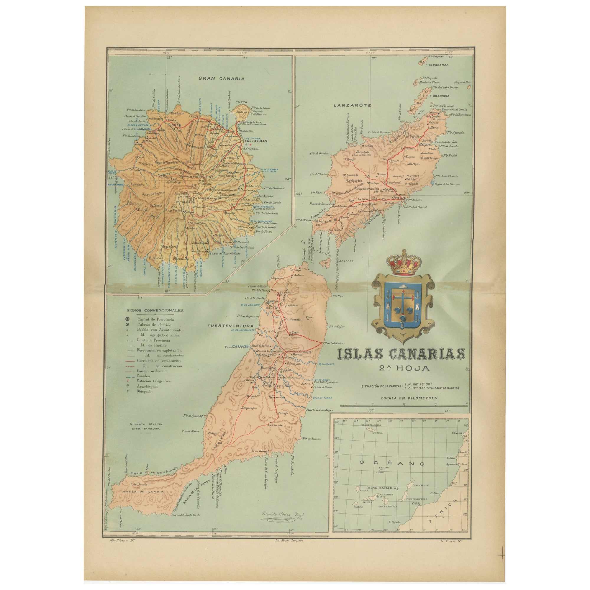 Volcanic Eden: The Canary Islands’ Tapestry of Land and Sea in 1902 For Sale