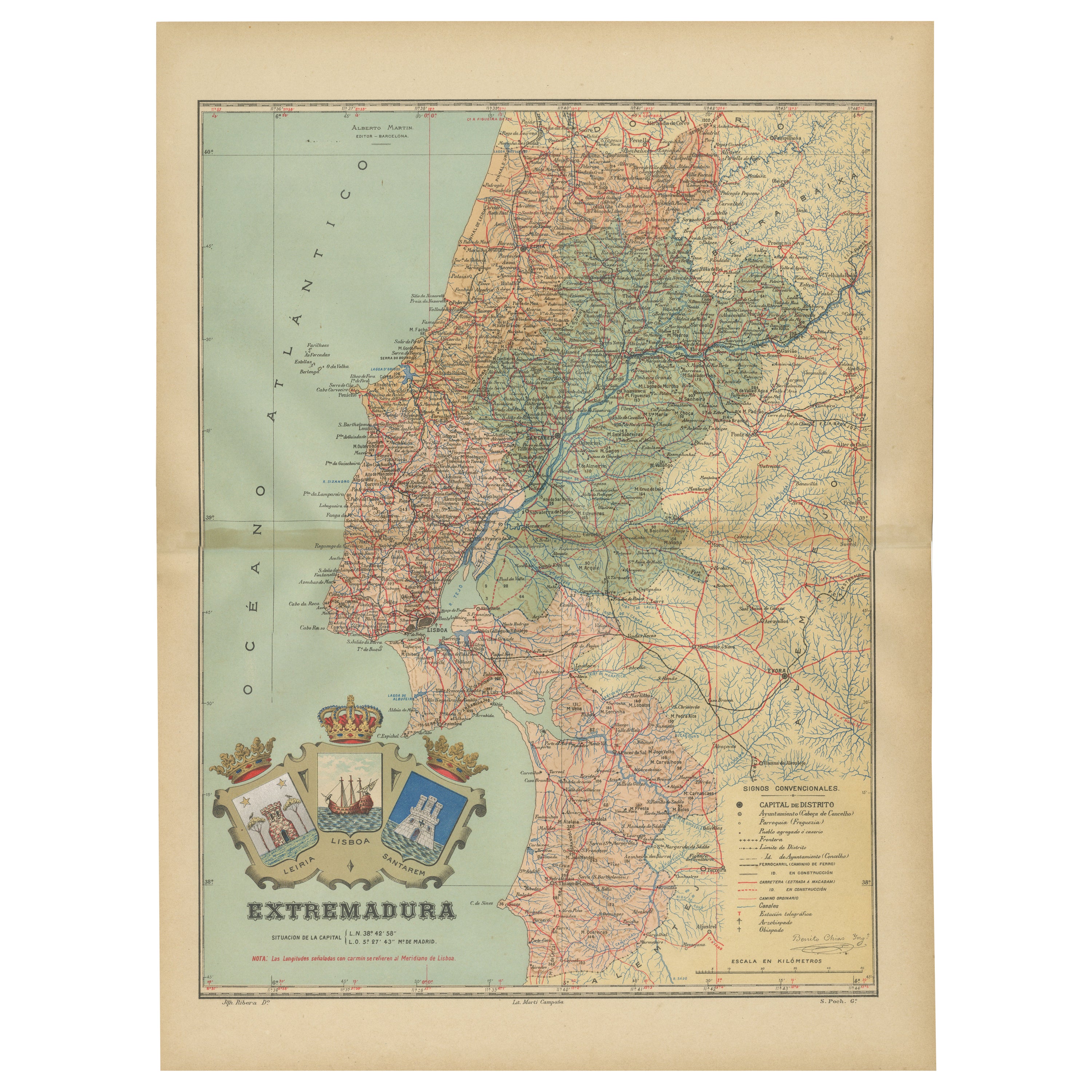 Carte ancienne de l'Estrémadure : carrefour de l'histoire et de la nature, 1903