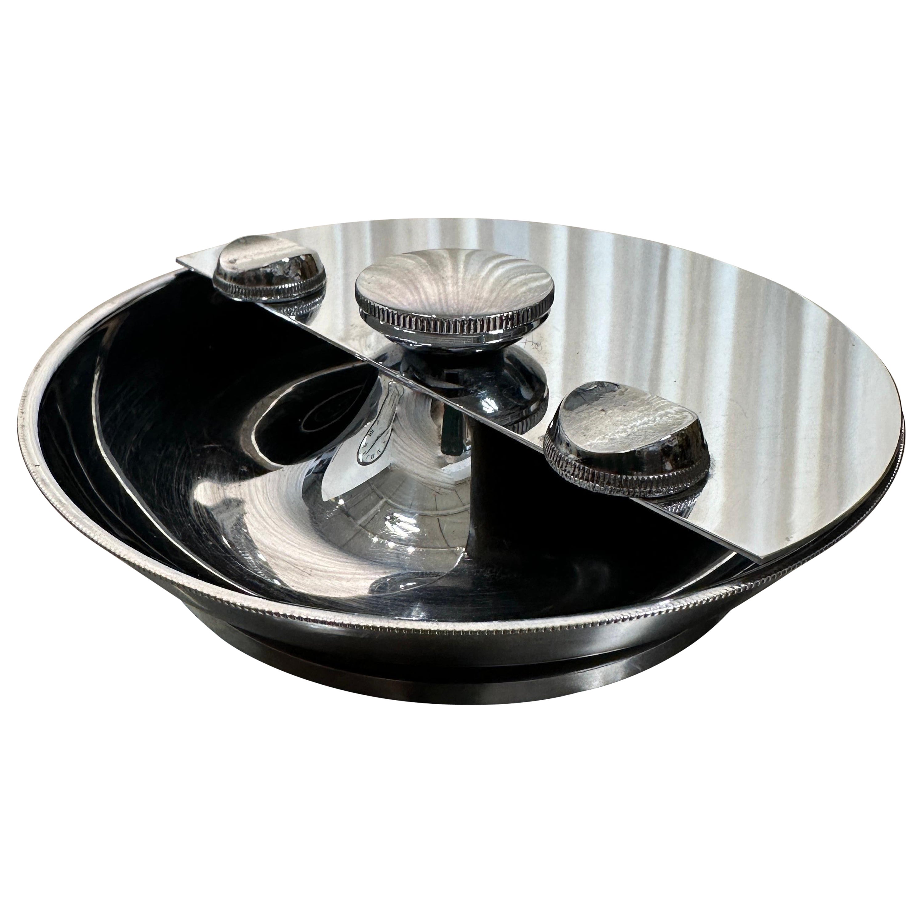 Machine-Era/ Art Deco Revolving Covered Ashtray For Sale