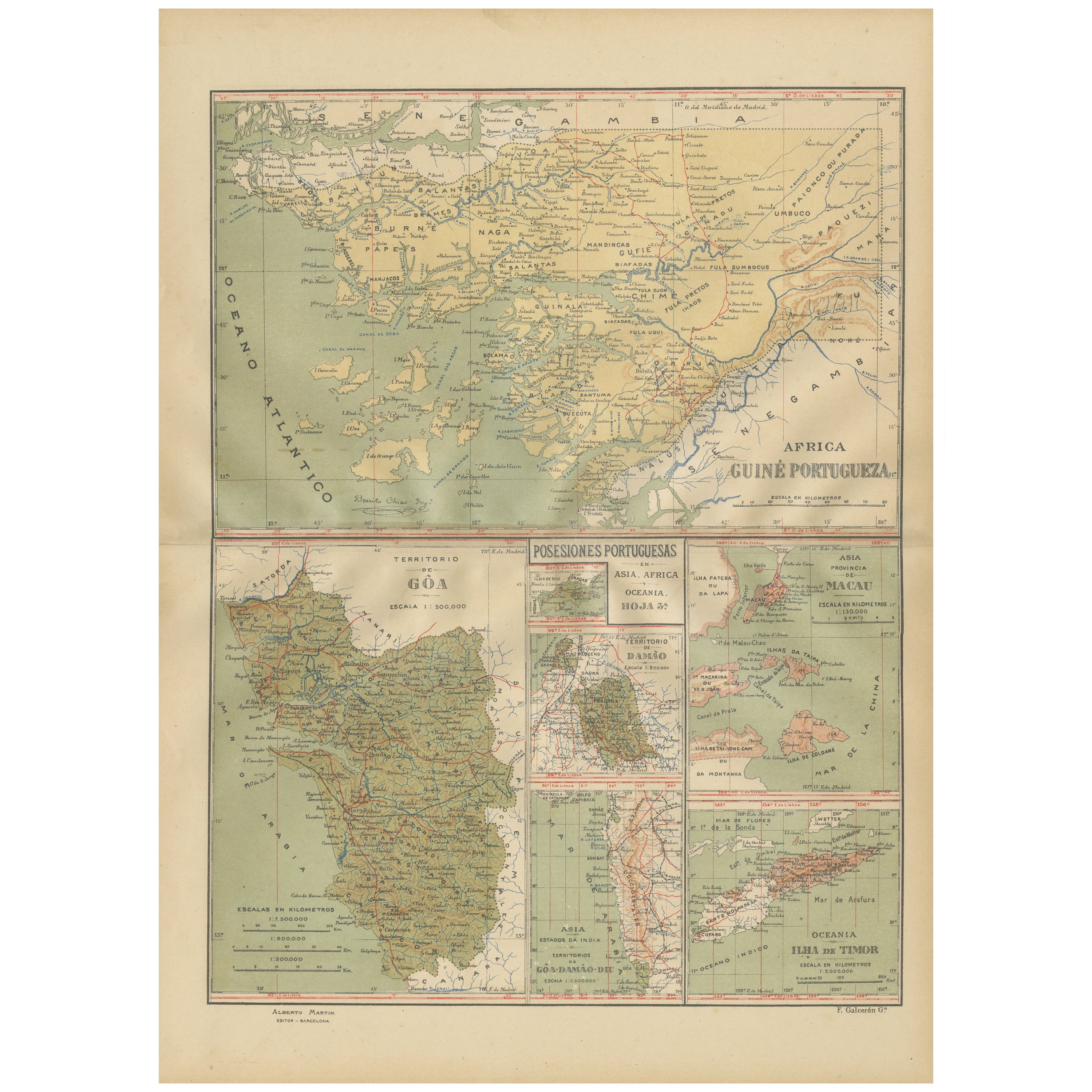 Empire's Tapestry: Mapping Portugal's Global Legacy im Jahr 1903 im Angebot
