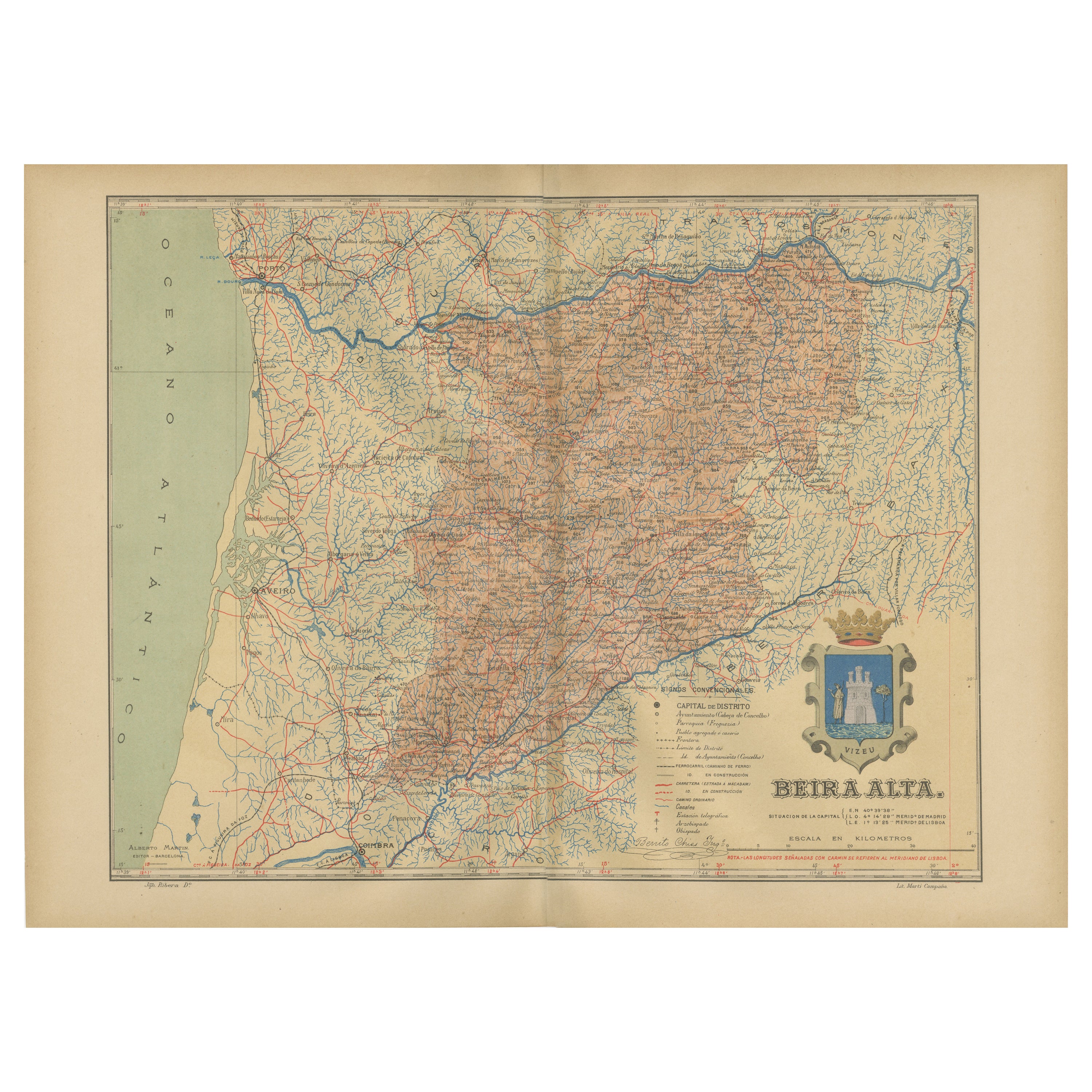 Beira Alta: A Cartographic Journey Through Portugal's Heartland in 1903 For Sale