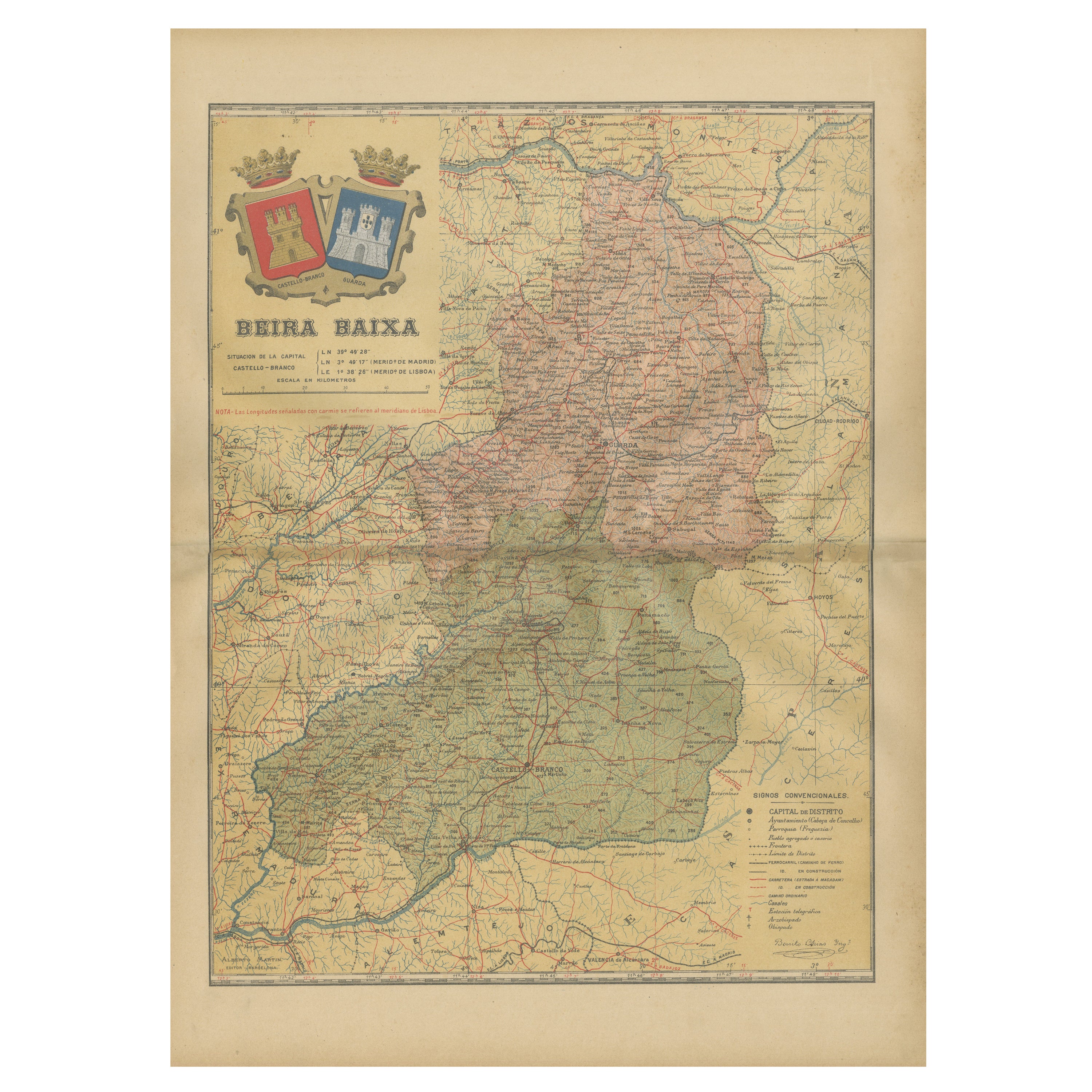 Beira Baixa: A Cartographic Portrait of Portugal's Historic Frontier in 1903 For Sale