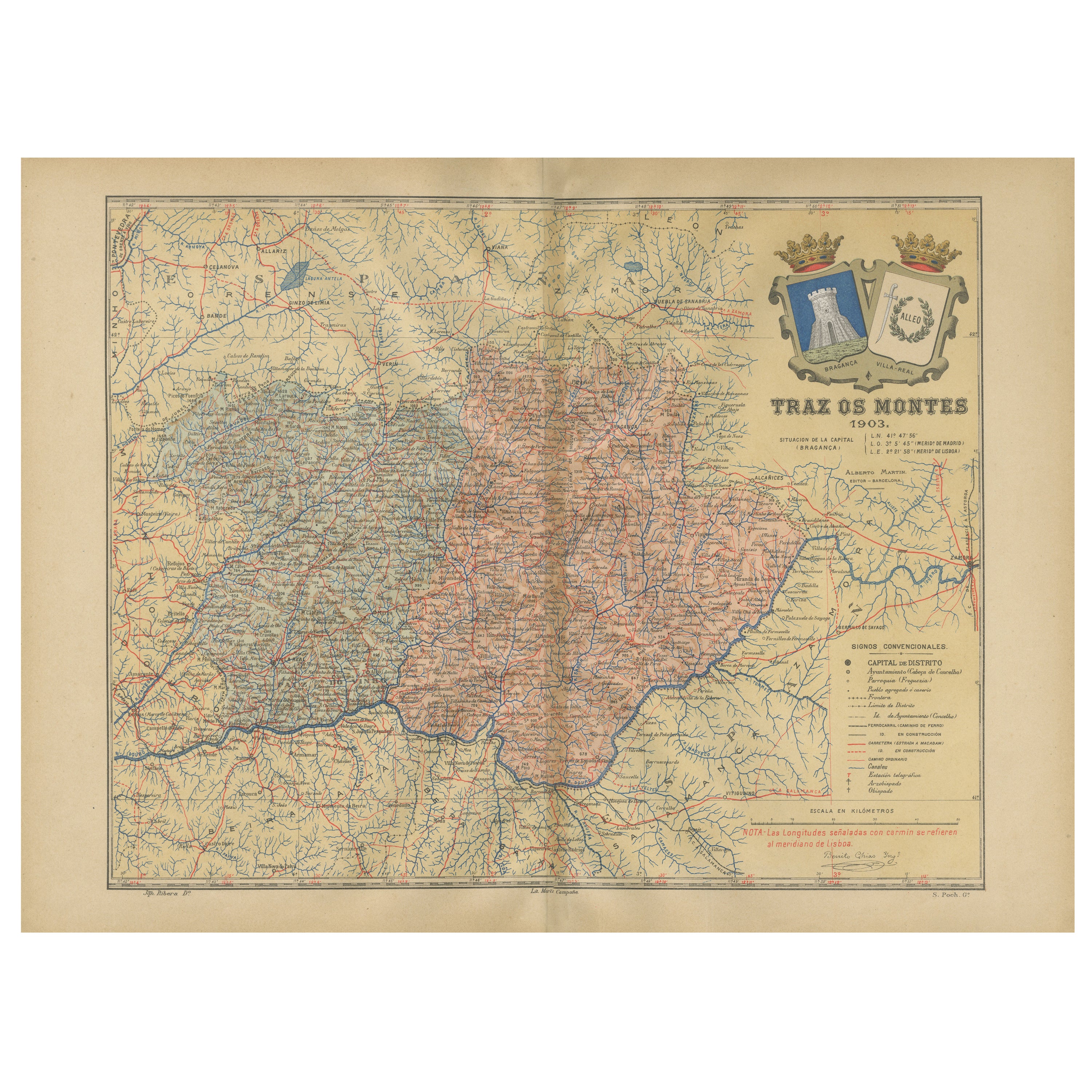 Trás-os-Montes: A Cartographic Exploration of Portugal's Hidden Province in 1903 For Sale