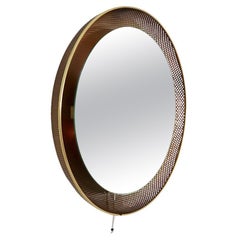 Mathieu Mategot Inspired Perforated Gold Toned Back Lit Wall Mirror by Artimeta