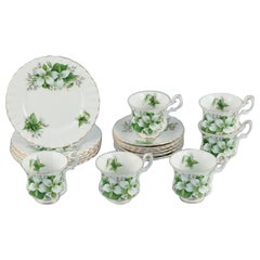 Vintage Royal Albert, England. Six "Trillium" coffee cups with saucers and cake plates.