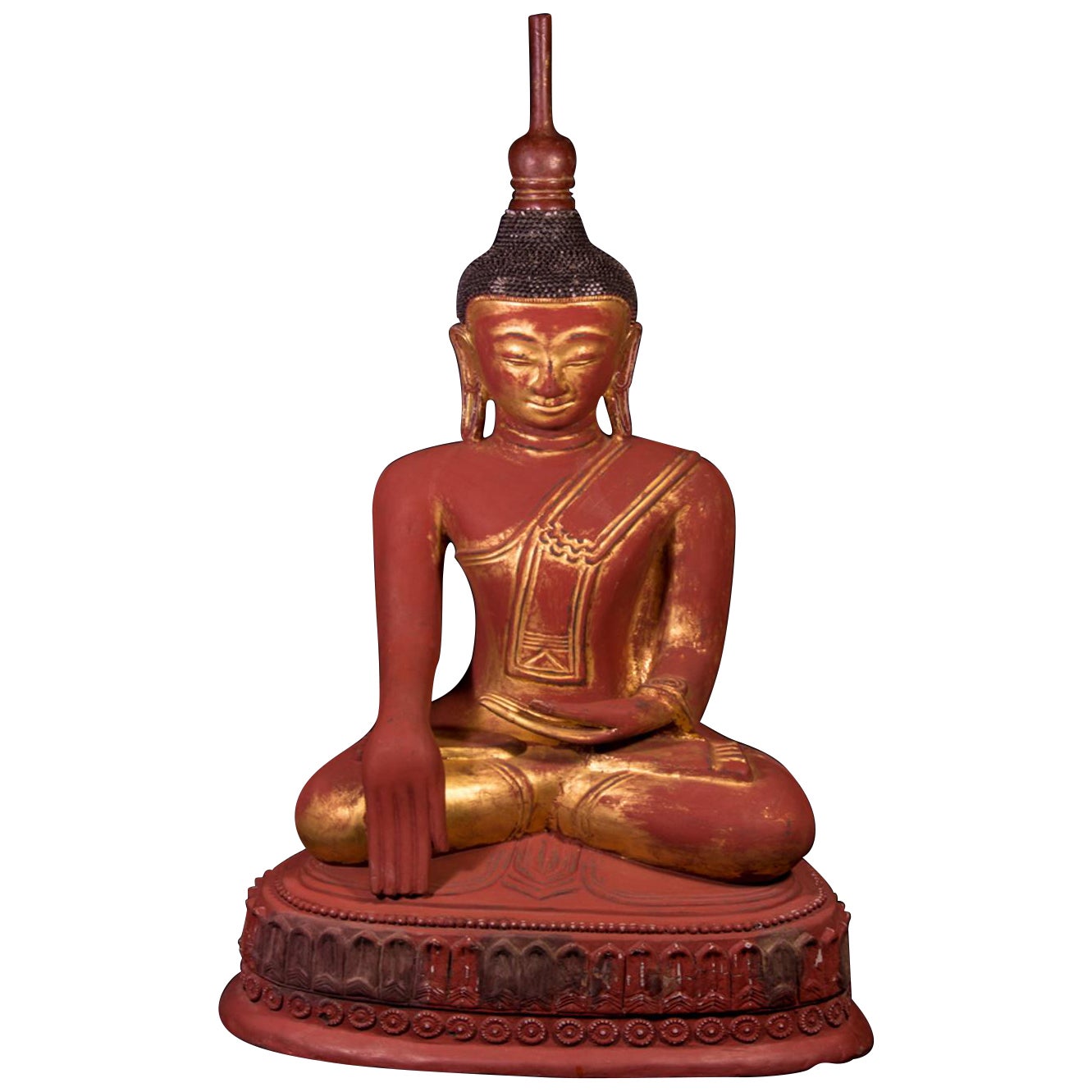 Large Antique Ava Buddha Statue from Burma For Sale