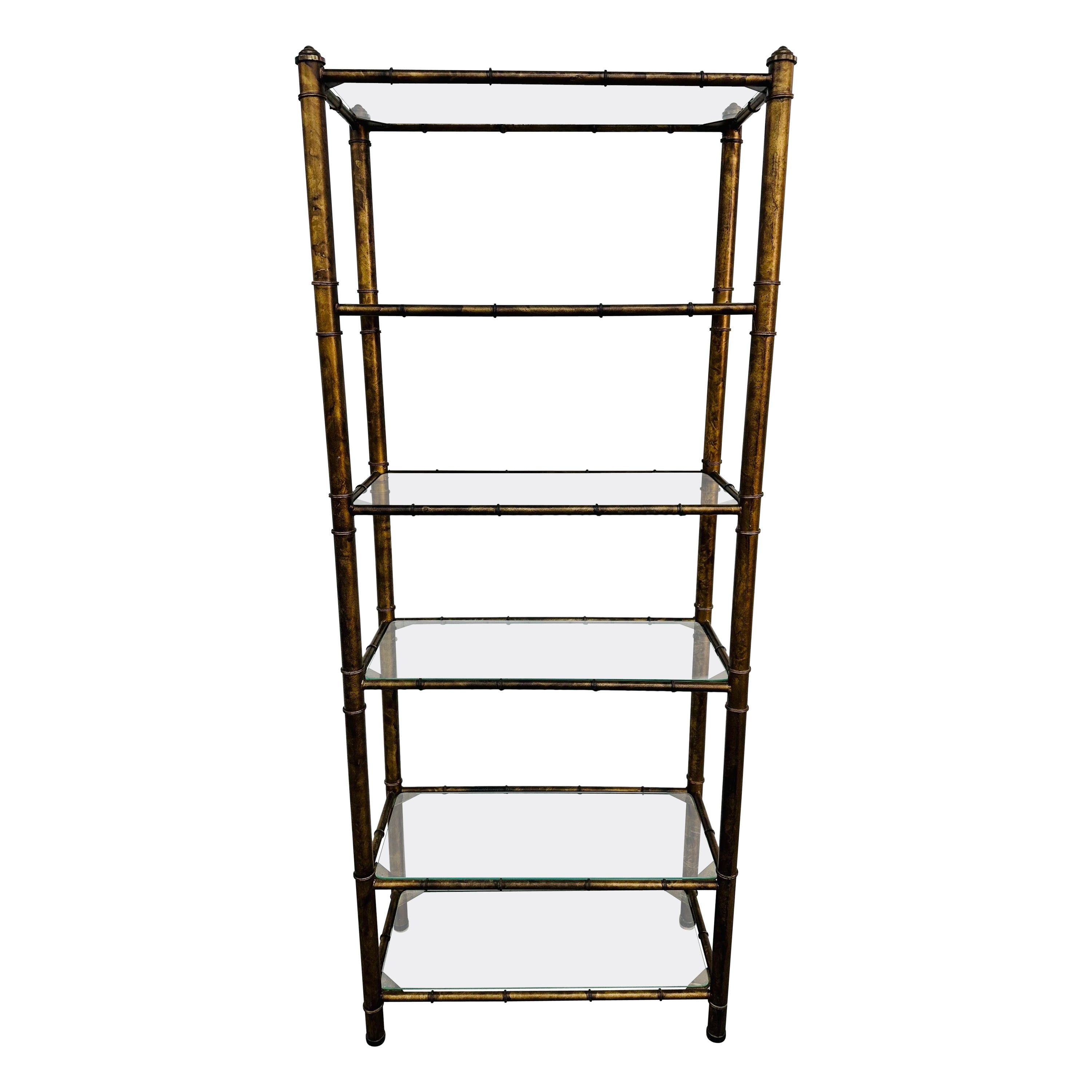Vintage Faux Bamboo Glass Etagere
