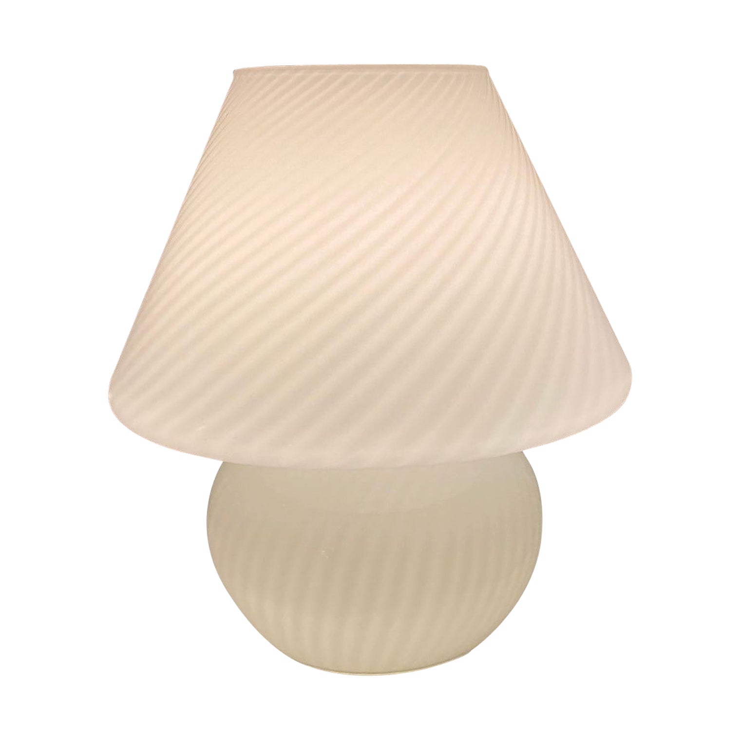 Vintage Murano 1970s Baby Mushroom White Swirl Table Lamp 