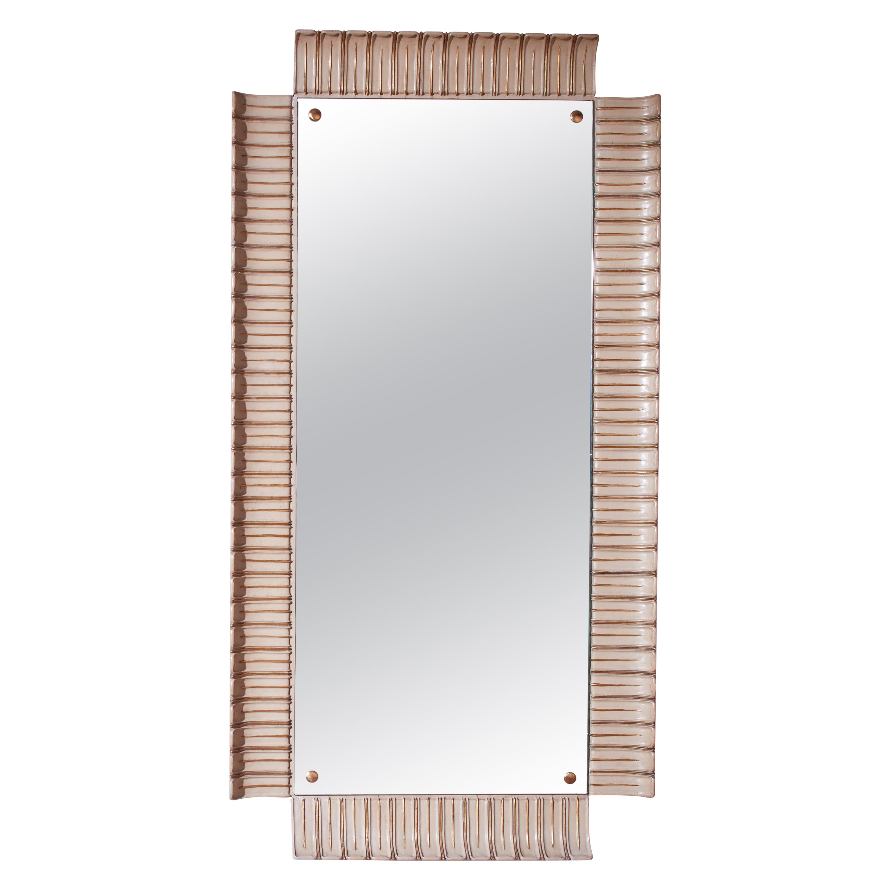Paolo Buffa wooden lacquered mirror, Italy, 1940s For Sale