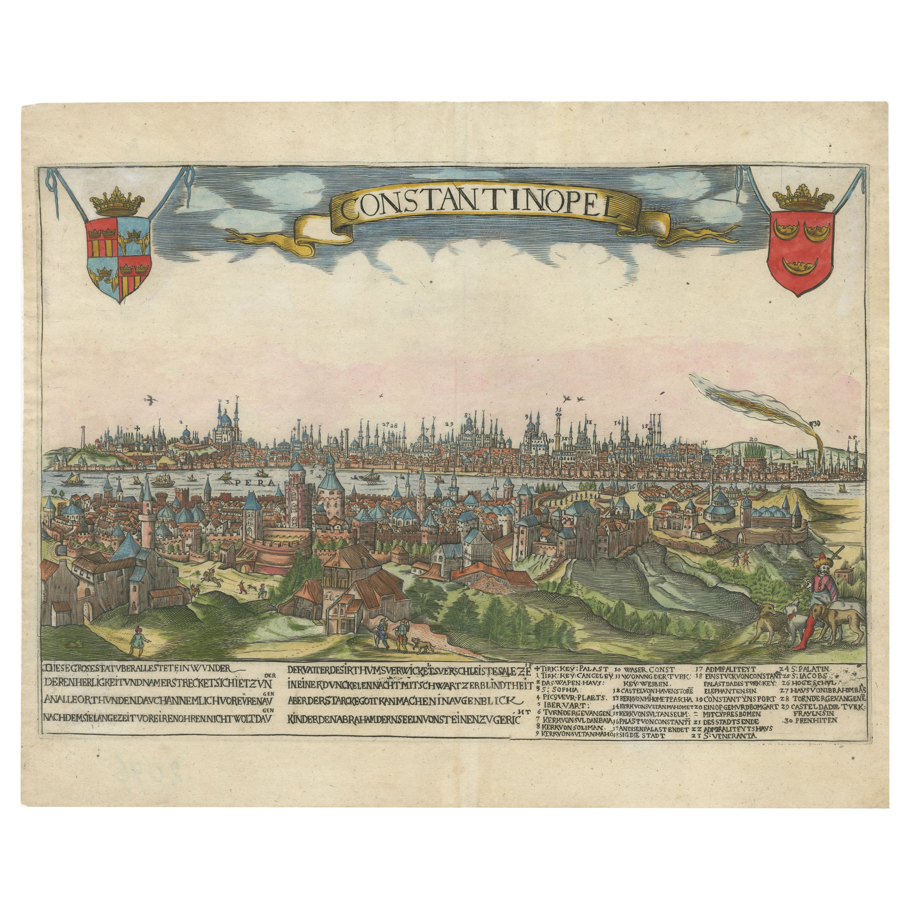 Constantinopel: German Copy of Matthaus Merian's View, circa 1640 For Sale