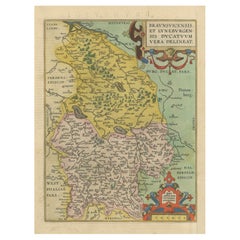 Antique Duchy of Brunswick-Lüneburg, 1595: A Renaissance Cartographic Masterpiece