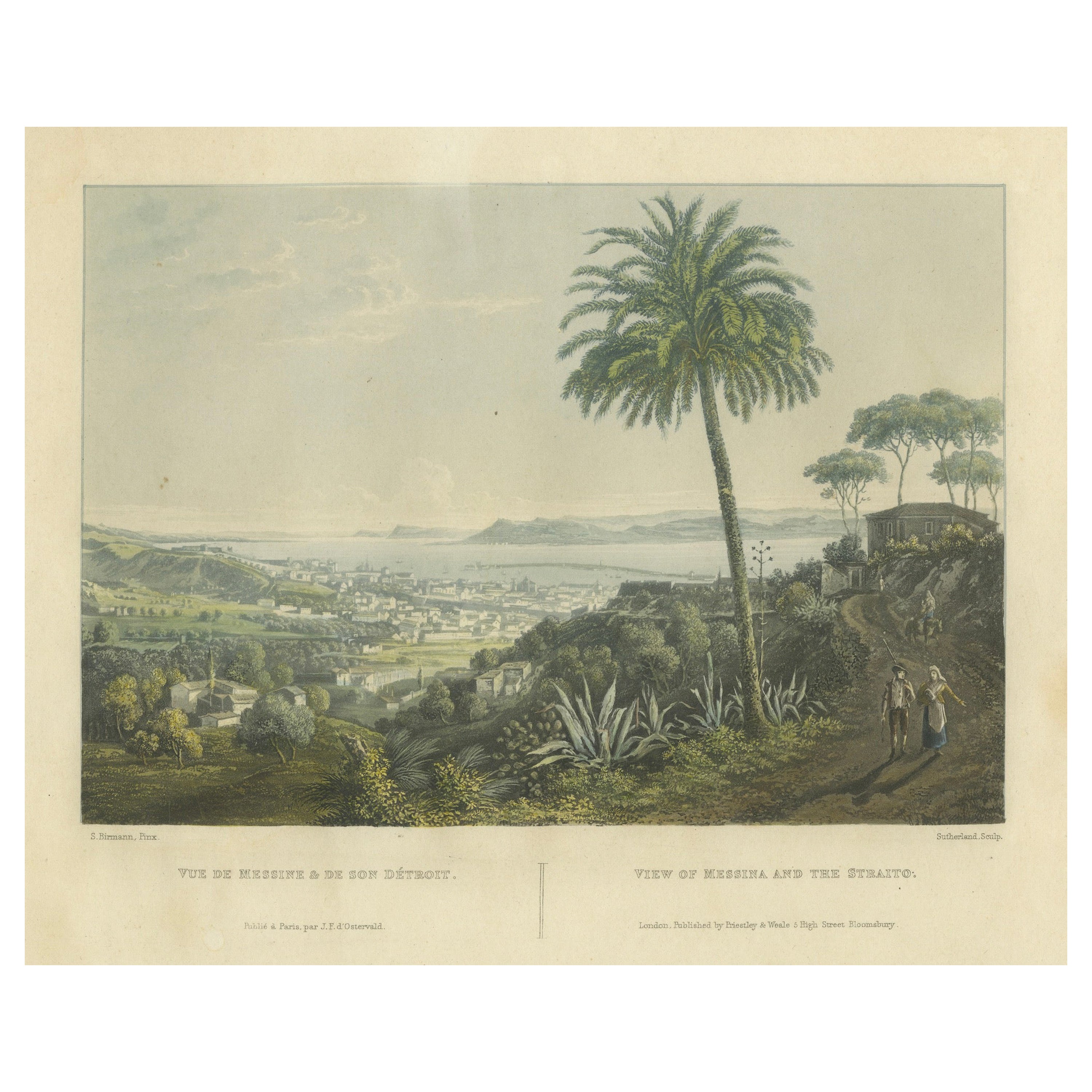 Serene Vista of Messina and its Strait: An Engraved Jewel, circa 1800 For Sale