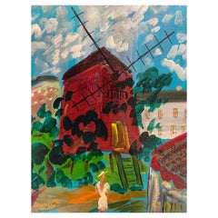 Jean Wallis Le moulin de la galette  Acrylique sur toile