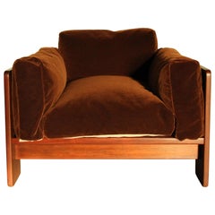 Tobia Scarpa for Gavina 'Bastiano' Brown Mohair Lounge Chair, 1970s