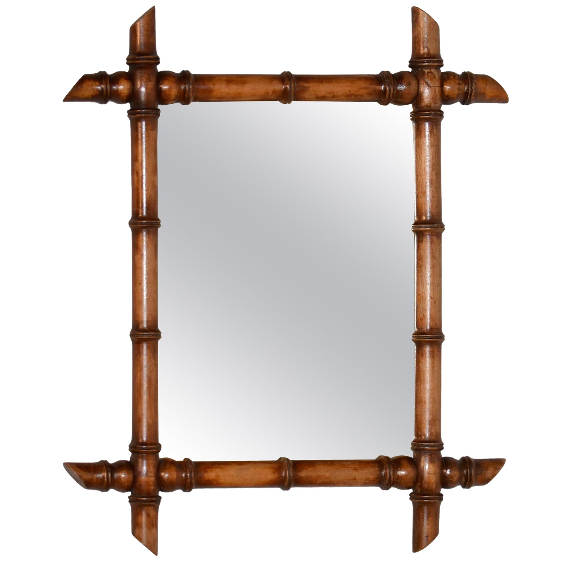 19th Century French Faux Bamboo Wall Mirror