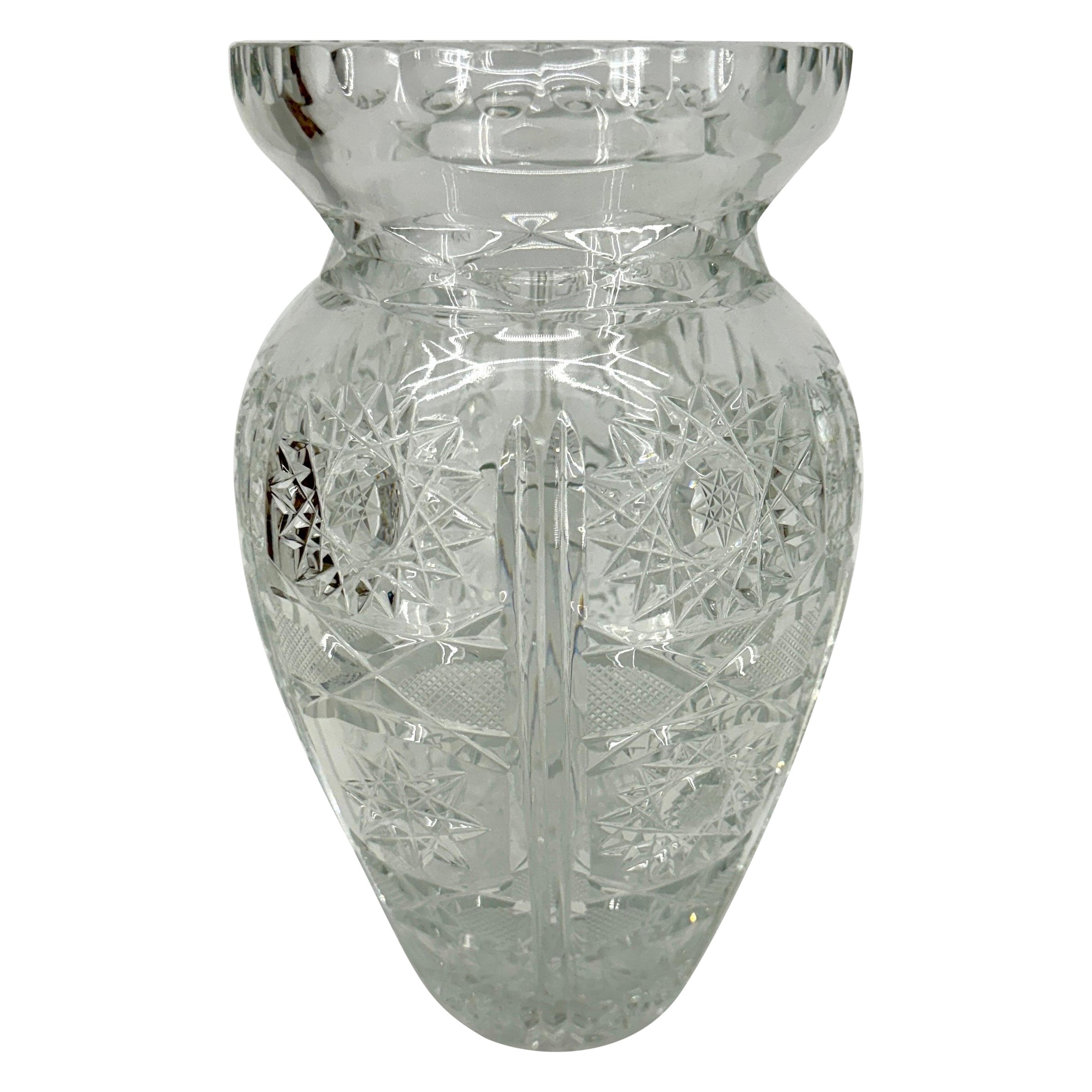 Crystal Centerpiece Vase, Circa 1950's American For Sale