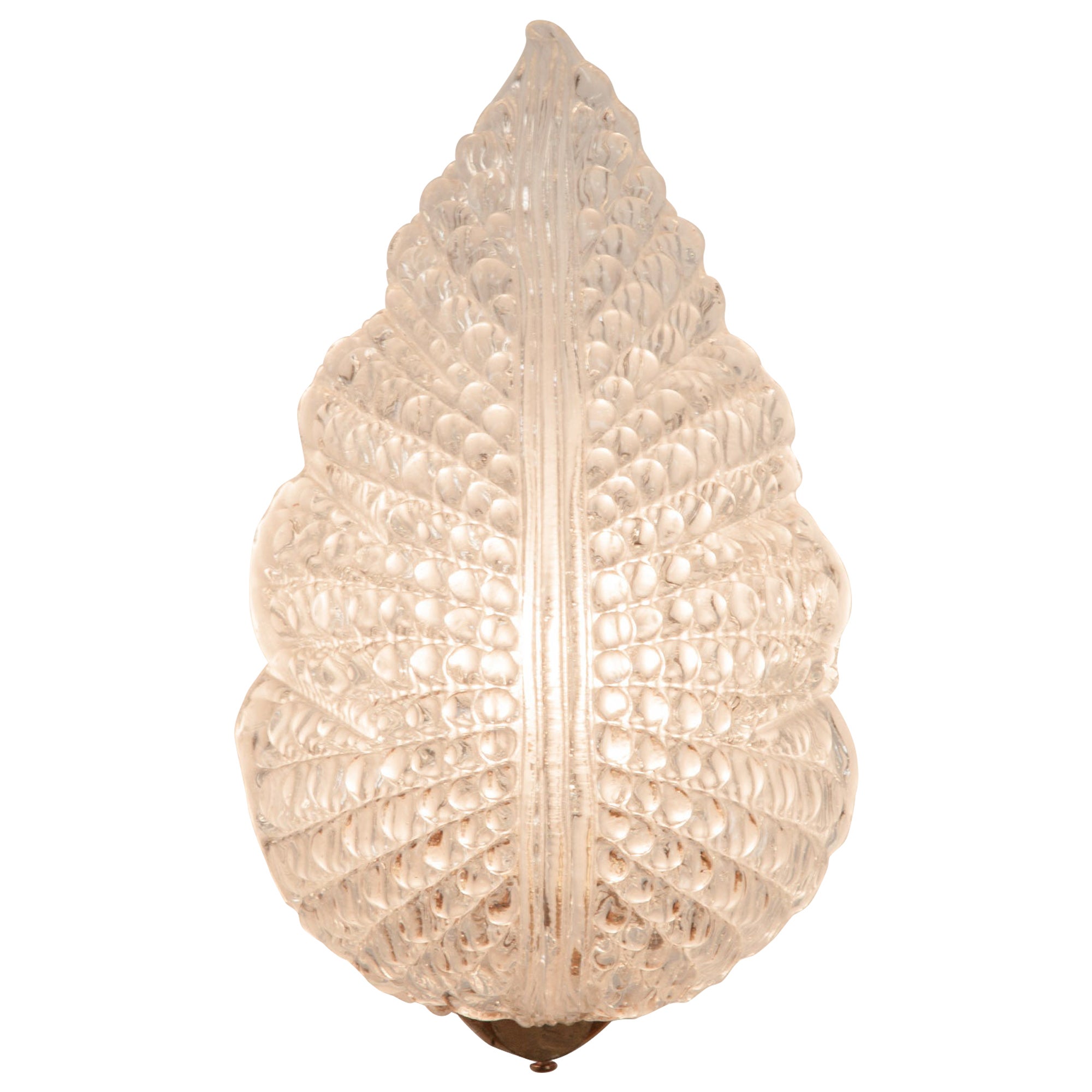 Italian Barovier & Toso Leaf Sconce, Murano, 1940s  Mid-Century