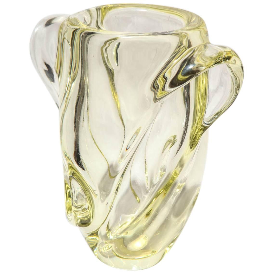 Modern Designed Sevres Yellow Crystal Vase