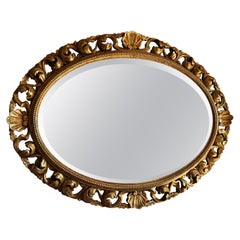 Large gilded wooden mirror from the 1950s