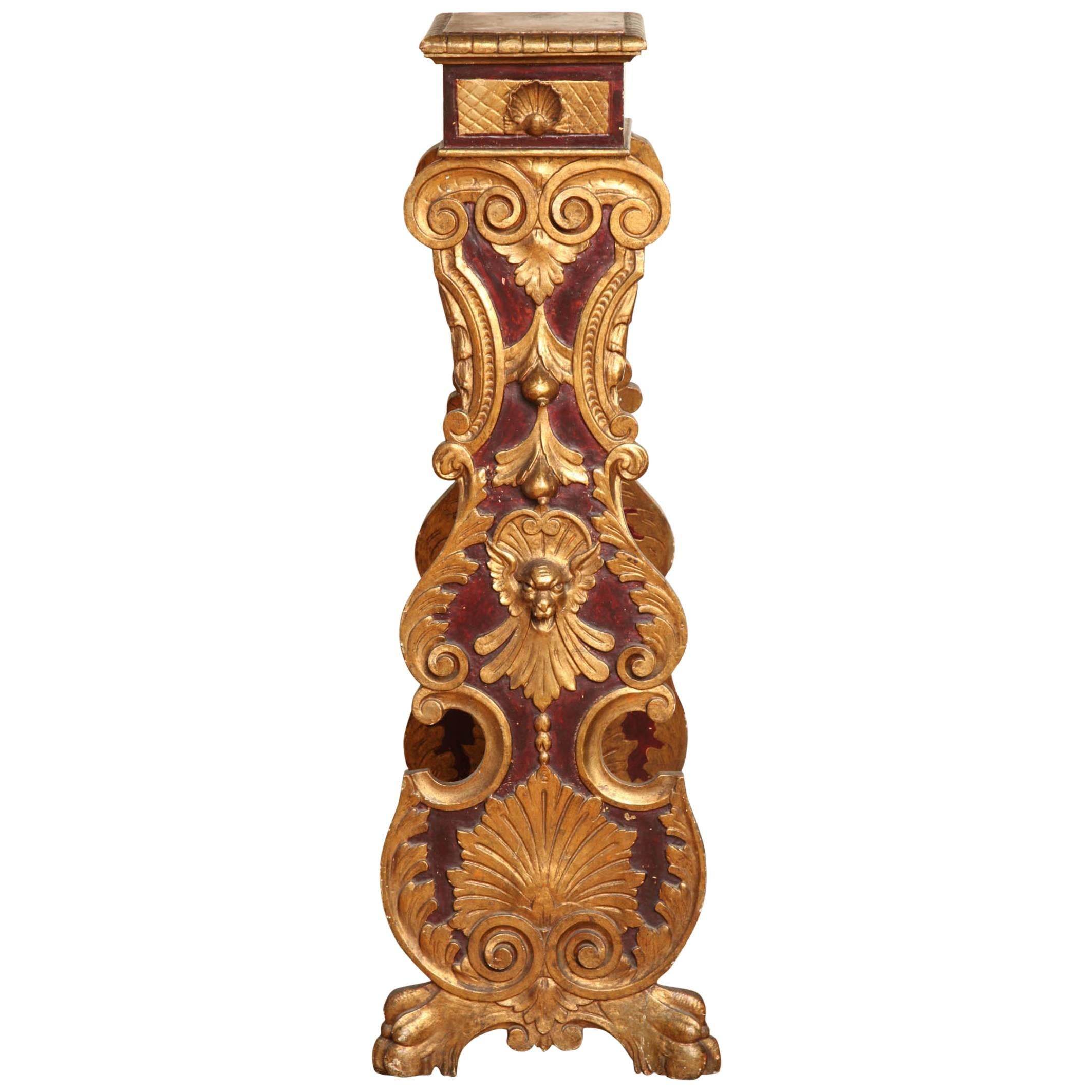 An Italian Baroque Style Carved Wood Pedestal