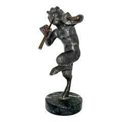Antique Pan Playing The Flutes, Neoclassical Sculpture