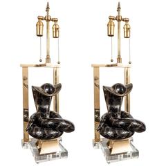 Pair of Cobra Table Lamps in the Style of Tony Duquette