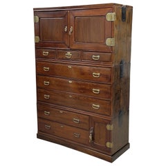Vintage Large Japanese 14 Drawer Tansu Chest With European Influence
