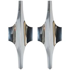 Pair of Chrome Modernist Sconces