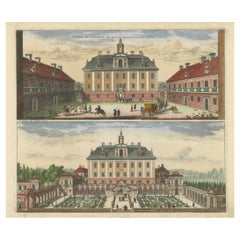 Antique Rosersberg Palace in Sweden: Dual Perspectives by Willem Swidde, circa 1695