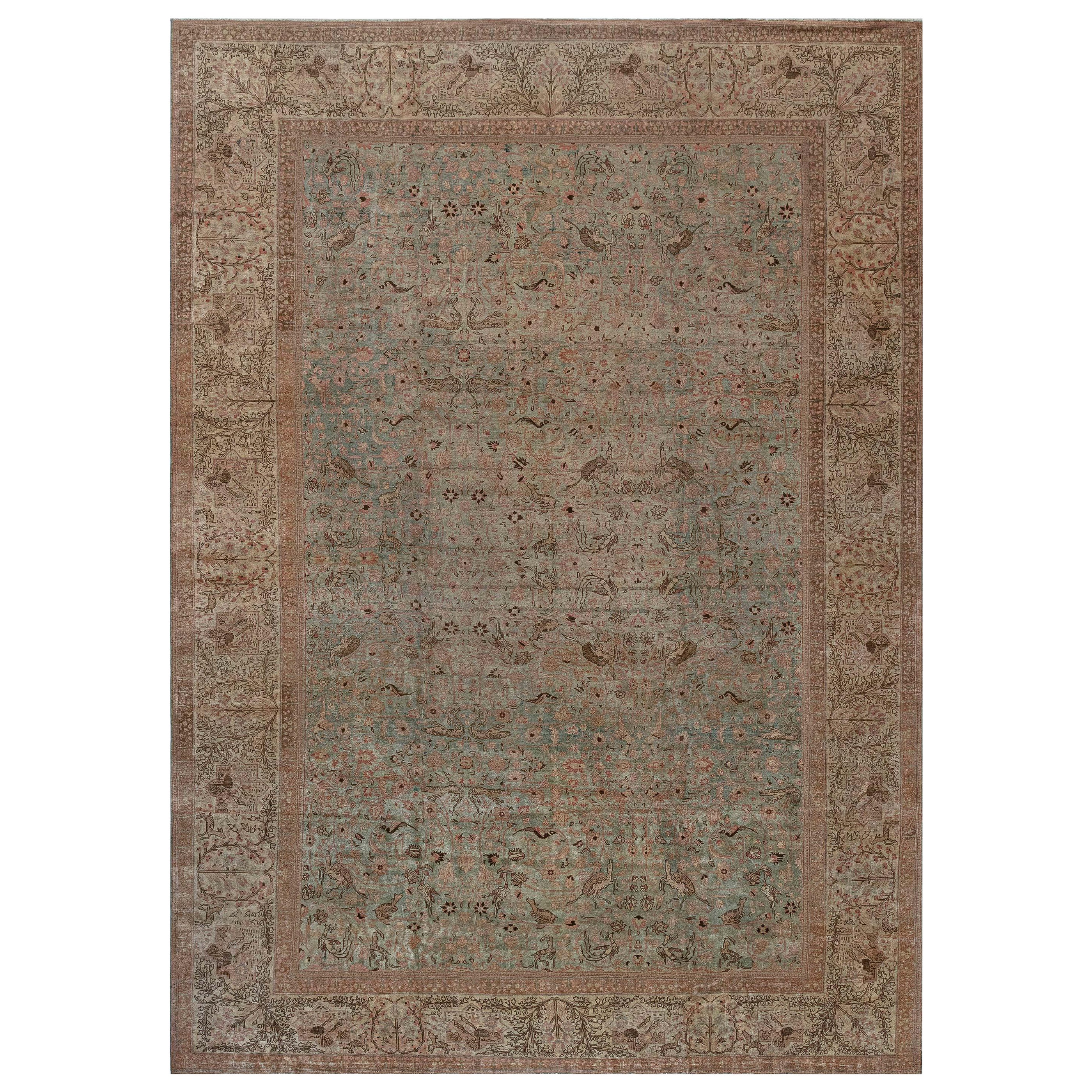 Authentique tapis persan Tabriz en laine fait à la main