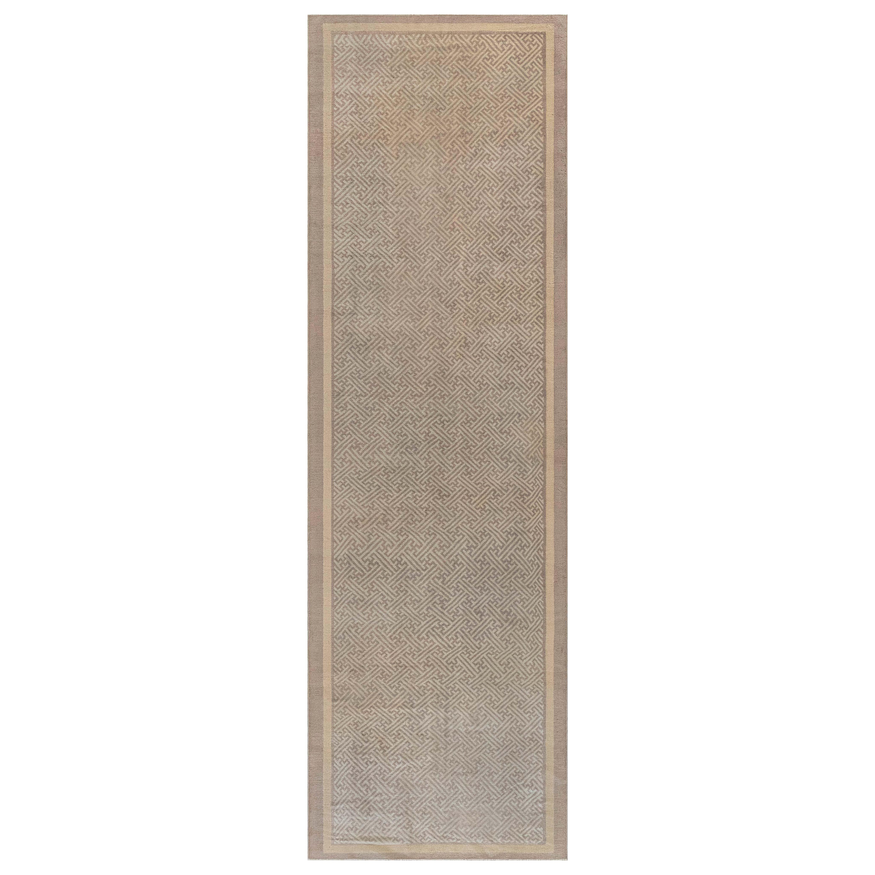 Antique Chinese Handmade Wool Runner For Sale