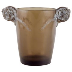 Early René Lalique art glass vase "Chamarande". With thorn-shaped handles.