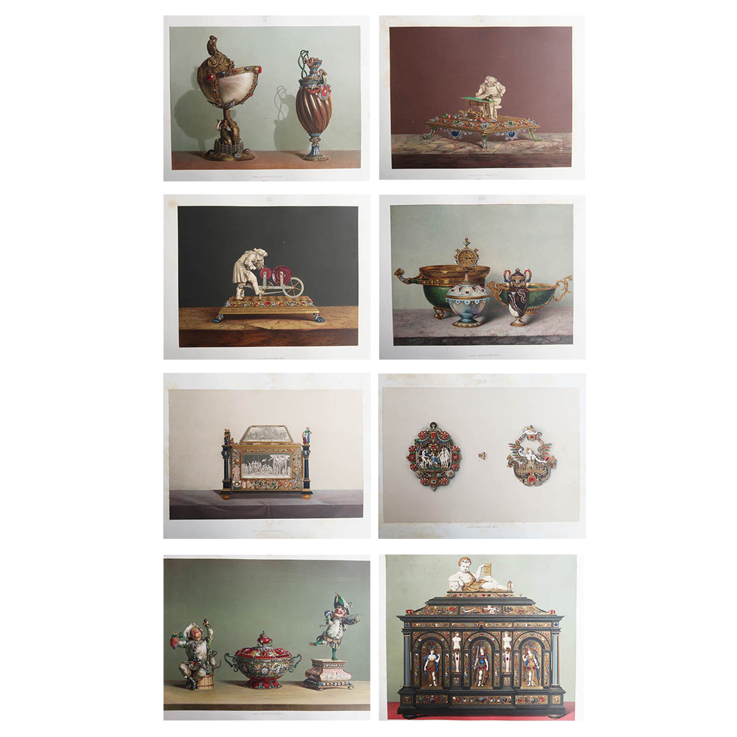 Ensemble de 8 grandes estampes anciennes de trésors d'art européens de la Renaissance, 1862 en vente