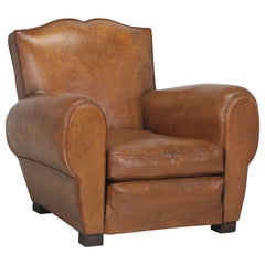 French Leather Club Chair Moustache Design Restored Internally Original Leather