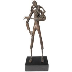 Jean Marc Expressionist Bronze Sculpture of a Man and Monkey on Base 3