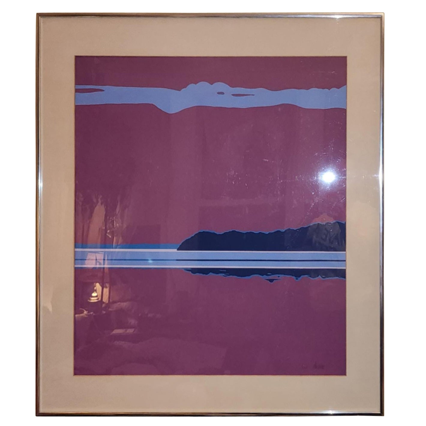 Vintage Abstract Color Blocking Print of Landscape For Sale